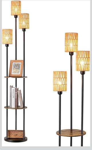 Lampada da terra vintage con ripiani