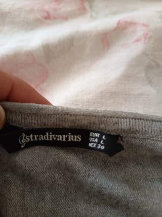 Jersey Stradivarius gris manga larga
