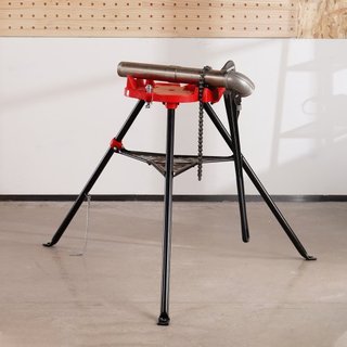 Morsa de Cadena con Soporte de Trípode | Capacidad de Tubería de 3.2 a 152 mm | Capacidad de Carga de 600 kg | Soporte Portátil con Patas Plegables y Bandeja para Herramientas | Ideal para Fontane...