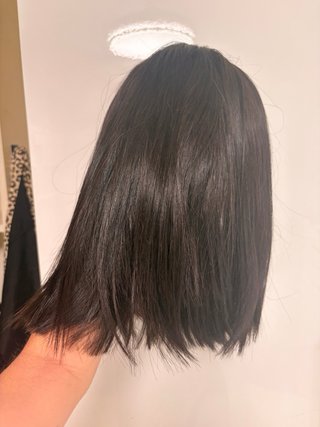 Peluca pelo real media melena flequillo