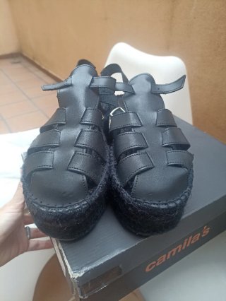 Sandalias plataforma negras talla 40