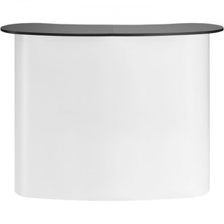 Mesa Podio Portátil para Feria, 130 × 46,5 × 95 cm, Mostrador de Exhibición con Pared, Mesa de Bar de Promoción Plegable, Podio Pop Up con Estante de Almacenamiento, Bolsa de Transporte