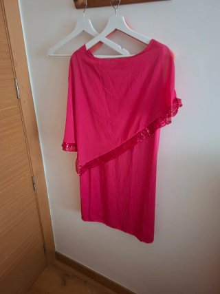 Vestido fiesta lentejuelas rosa
