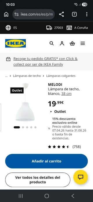 Lámpara de techo colgante blanca