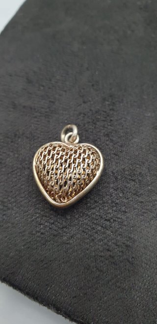 Ciondolo cuore vintage placcato oro 14k