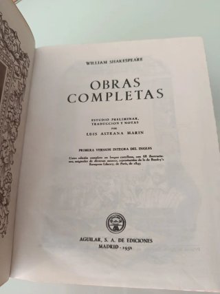 SHAKESPEARE OBRAS COMPLETAS AGUILAR 1951