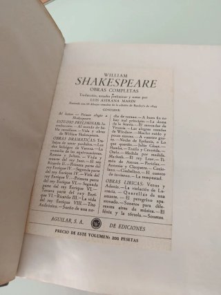 SHAKESPEARE OBRAS COMPLETAS AGUILAR 1951