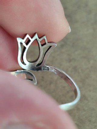 Anillo Plata Ajustable Flor Loto