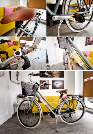 Bicicleta Vintage Gris con Cesta