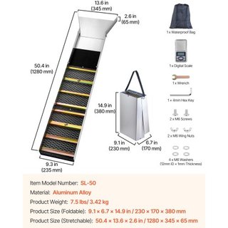 Caja de Sluice de Aleación de Aluminio Plegable, Cajas de Sluice Compactas de 50" para Oro, Equipos de Sluice de Oro Livianos, Cajas de Sluice Portátiles con Musgo de Minero, Río, Arroyo, Búsqueda...