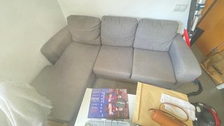 Sofá 3 plazas gris tela