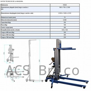 Apilador Manual Aluminio 5000 Kg - 5000 mm - 10538