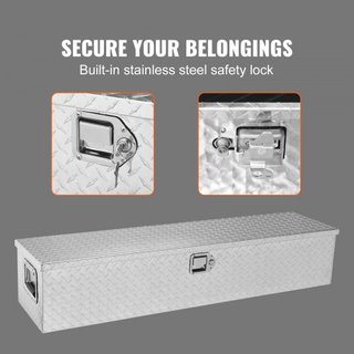 Caja de Herramientas de Aluminio de Alta Resistencia para Cama de Camión, Caja de Herramientas de Placa de Diamante con Mango Lateral y Llaves de Bloqueo, Caja Organizadora de Almacenamiento para ...