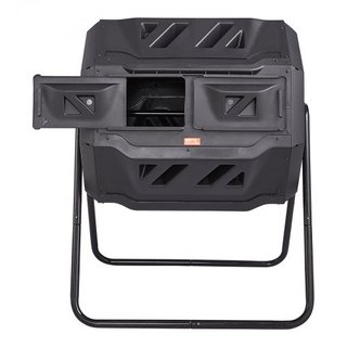 Bin de Compostaje, Tumbador de Compostaje de Doble Cámara de 162.8 L, Gran Composter Rotatorio con 2 Puertas Deslizantes y Estructura de Acero, Bin de Compostaje Libre de BPA para Jardín, Cocina, ...