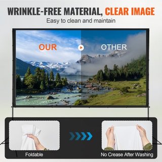 Pantalla de Proyector con Soporte, Pantalla de Película Exterior de 120 pulgadas 16:9 4K 1080 HD con Soporte, Pantalla de Proyección Sin Arrugas con Trípodes y Bolsa de Transporte, para Cine en Ca...