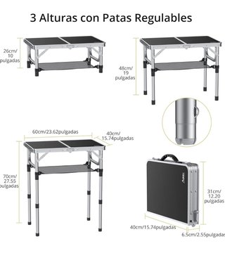 Mesa Plegable Camping Ajustable