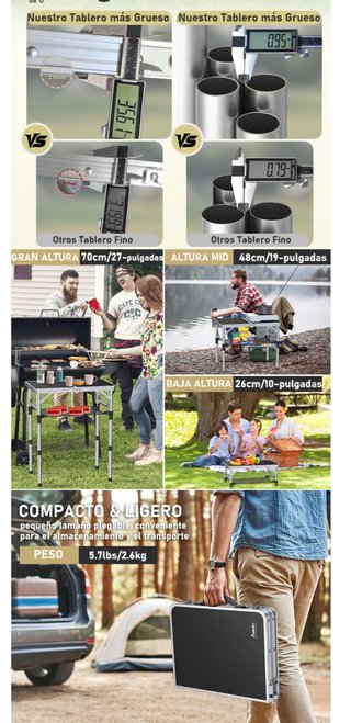 Mesa Plegable Camping Ajustable