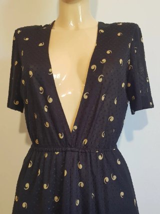 Abito fantasia nero e beige 80s 90s