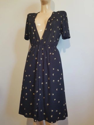 Abito fantasia nero e beige 80s 90s