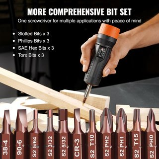 Juego de Llave de Torque con Mango de 1/4" | Rango de Ajuste de Torque de 10-70 in-lbs | Destornillador de Torque con Incremento de 1 in-lb | Juego de Puntas con Ventana de Visualización, 12 Punta...
