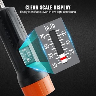 Juego de Llave de Torque con Mango de 1/4" | Rango de Ajuste de Torque de 10-70 in-lbs | Destornillador de Torque con Incremento de 1 in-lb | Juego de Puntas con Ventana de Visualización, 12 Punta...