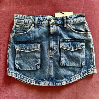 Minigonna jeans cargo blu