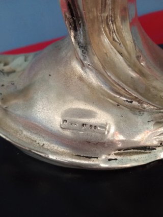 Grande scultura delfini placcato argento