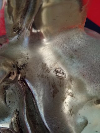 Grande scultura delfini placcato argento