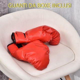 Punching Ball De Suelo, Saco De Boxeo De Suelo Con Base Rellenable, Ventosas Y Guantes, Altura Regulable 4 Niveles De 136-154 Cm, Speed Bag para Gimnasio En Casa Y Gimnasio