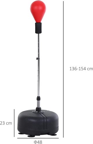 Punching Ball De Suelo, Saco De Boxeo De Suelo Con Base Rellenable, Ventosas Y Guantes, Altura Regulable 4 Niveles De 136-154 Cm, Speed Bag para Gimnasio En Casa Y Gimnasio