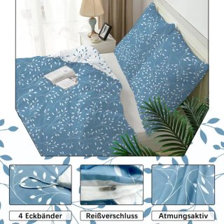 Funda Nórdica Hojas Azules 155x220 cm
