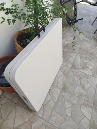 Mesa plegable jardín blanca