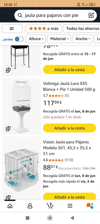 Jaula Voltrega  mod 835 Loro/Ninfa con Pie