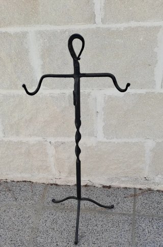 Soporte accesorios chimenea metal negro