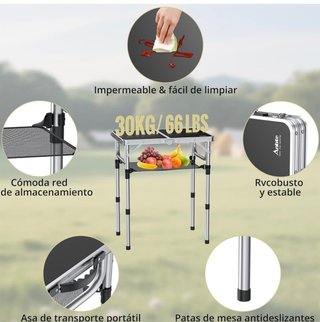 Mesa Plegable Camping Altura Ajustable