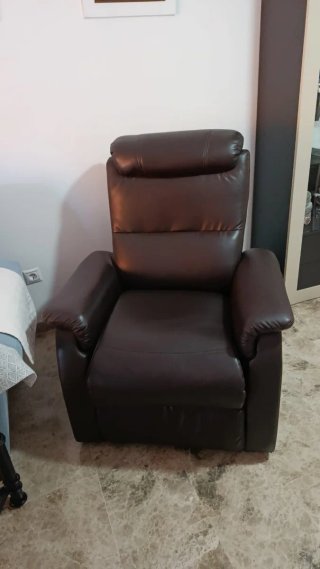 Sofá reclinable piel marrón oscuro