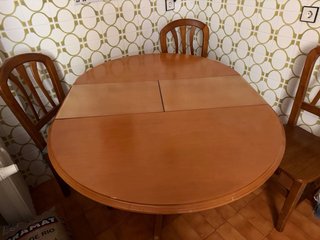 Mesa de cocina redonda extensible madera