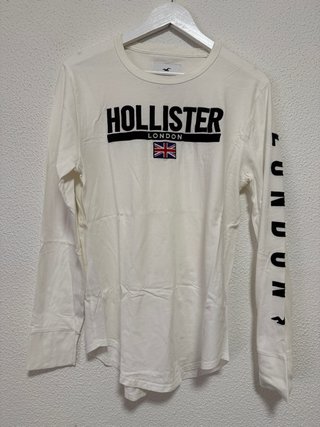 Camiseta Hollister Manga Larga Blanca