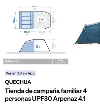 Tienda campaña Arpenaz 4.1