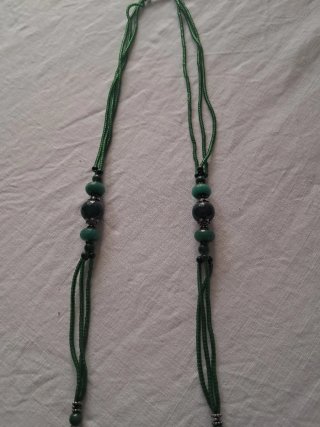 Collar indio mujer verde y plata