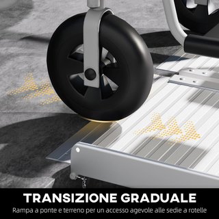 Rampa para Silla de Ruedas y Scooter para Discapacitados Plegable, Aleación de Aluminio Antideslizante Capacidad 272 Kg, 305X73.5X5 Cm, Plata