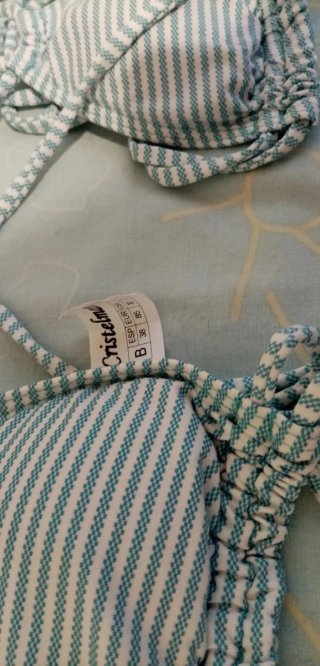 Bikini Cottonmare Talla XS Rayas Azul Blanco