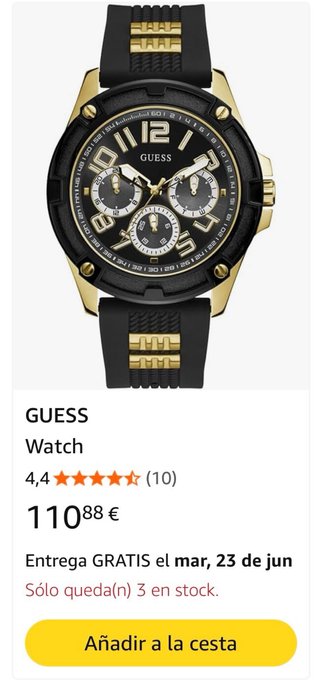 Reloj Guess Negro y Dorado