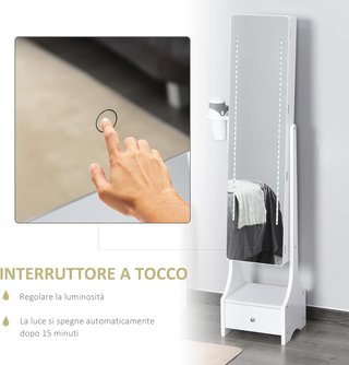 Armario Joyero Con Espejo Y Luces LED Regulables Con Interruptor Táctil, para Pulseras, Pendientes Y Anillos