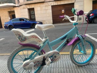Bicicleta per Bambina Blu e Viola con Ruotine Frozen
