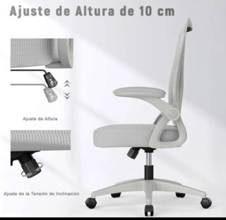 Silla de oficina ergonómica gris ajustable