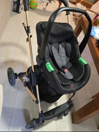 Carrito Bebé 3 en 1 Gris y Dorado