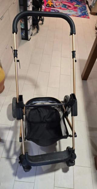 Carrito Bebé 3 en 1 Gris y Dorado