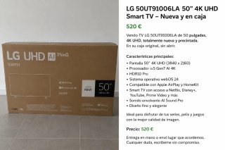LG 50 4K UHD Smart TV 50UT91006LA Nueva