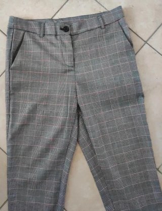 Pantalone classico donna grigio a quadri